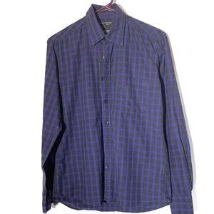 Black and Purple checkered Cotton Shirt Small